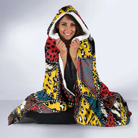 Wild Animal Skins Hooded Blanket Triangles Pattern Afro Pattern Style - Wonder Print Shop