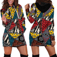 Wild Animal Skins Hoodie Dress Triangles Pattern Afro Pattern Style - Wonder Print Shop