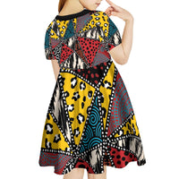 Wild Animal Skins Kid Short Sleeve Dress Triangles Pattern Afro Pattern Style - Wonder Print Shop