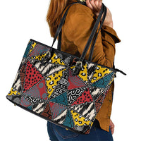 Wild Animal Skins Leather Tote Bag Triangles Pattern Afro Pattern Style - Wonder Print Shop