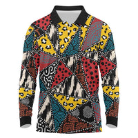 Wild Animal Skins Long Sleeve Polo Shirt Triangles Pattern Afro Pattern Style - Wonder Print Shop