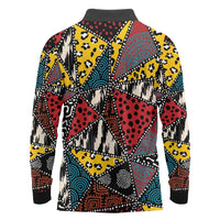 Wild Animal Skins Long Sleeve Polo Shirt Triangles Pattern Afro Pattern Style - Wonder Print Shop