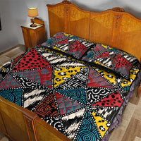 Wild Animal Skins Quilt Bed Set Triangles Pattern Afro Pattern Style - Wonder Print Shop