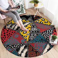 Wild Animal Skins Round Carpet Triangles Pattern Afro Pattern Style - Wonder Print Shop