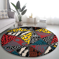 Wild Animal Skins Round Carpet Triangles Pattern Afro Pattern Style - Wonder Print Shop