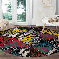 Wild Animal Skins Round Carpet Triangles Pattern Afro Pattern Style - Wonder Print Shop