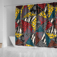Wild Animal Skins Shower Curtain Triangles Pattern Afro Pattern Style - Wonder Print Shop