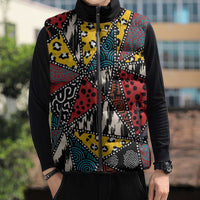 Wild Animal Skins Sleeveless Puffer Jacket Triangles Pattern Afro Pattern Style - Wonder Print Shop