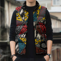 Wild Animal Skins Sleeveless Puffer Jacket Triangles Pattern Afro Pattern Style - Wonder Print Shop