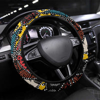 Wild Animal Skins Steering Wheel Cover Triangles Pattern Afro Pattern Style - Wonder Print Shop