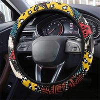 Wild Animal Skins Steering Wheel Cover Triangles Pattern Afro Pattern Style - Wonder Print Shop
