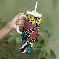 Wild Animal Skins Tumbler With Handle Triangles Pattern Afro Pattern Style - Wonder Print Shop