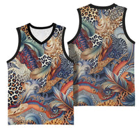 Wild Animal Skins Basketball Jersey Unique Leopard Zebra And Snake Patterns - Wonder Print Shop