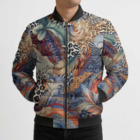 Wild Animal Skins Bomber Puffer Jacket Unique Leopard Zebra And Snake Patterns - Wonder Print Shop