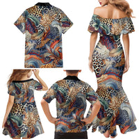 Wild Animal Skins Family Matching Mermaid Dress and Hawaiian Shirt Unique Leopard Zebra And Snake Patterns - Wonder Print Shop