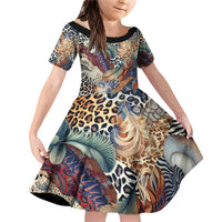 Wild Animal Skins Family Matching Off Shoulder Short Dress and Hawaiian Shirt Unique Leopard Zebra And Snake Patterns - Wonder Print Shop