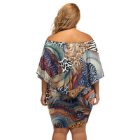 Wild Animal Skins Family Matching Off Shoulder Short Dress and Hawaiian Shirt Unique Leopard Zebra And Snake Patterns - Wonder Print Shop
