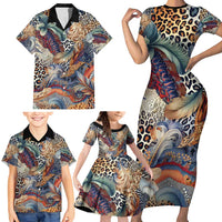 Wild Animal Skins Family Matching Short Sleeve Bodycon Dress and Hawaiian Shirt Unique Leopard Zebra And Snake Patterns - Wonder Print Shop