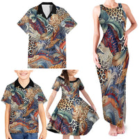 Wild Animal Skins Family Matching Tank Maxi Dress and Hawaiian Shirt Unique Leopard Zebra And Snake Patterns - Wonder Print Shop