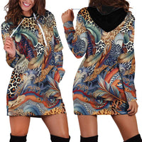 Wild Animal Skins Hoodie Dress Unique Leopard Zebra And Snake Patterns - Wonder Print Shop