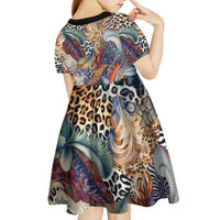 Wild Animal Skins Kid Short Sleeve Dress Unique Leopard Zebra And Snake Patterns - Wonder Print Shop