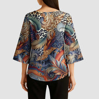 Wild Animal Skins Kimono Sleeve Blouse Unique Leopard Zebra And Snake Patterns - Wonder Print Shop