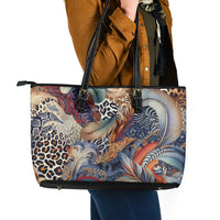 Wild Animal Skins Leather Tote Bag Unique Leopard Zebra And Snake Patterns - Wonder Print Shop
