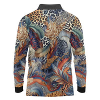 Wild Animal Skins Long Sleeve Polo Shirt Unique Leopard Zebra And Snake Patterns - Wonder Print Shop