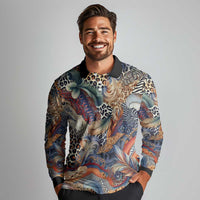 Wild Animal Skins Long Sleeve Polo Shirt Unique Leopard Zebra And Snake Patterns - Wonder Print Shop