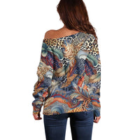 Wild Animal Skins Off Shoulder Sweater Unique Leopard Zebra And Snake Patterns - Wonder Print Shop