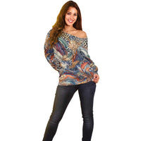 Wild Animal Skins Off Shoulder Sweater Unique Leopard Zebra And Snake Patterns - Wonder Print Shop