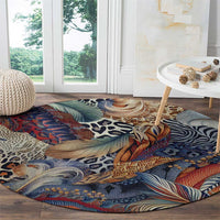 Wild Animal Skins Round Carpet Unique Leopard Zebra And Snake Patterns - Wonder Print Shop