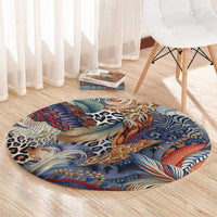 Wild Animal Skins Round Carpet Unique Leopard Zebra And Snake Patterns - Wonder Print Shop