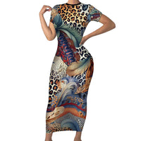 Wild Animal Skins Short Sleeve Bodycon Dress Unique Leopard Zebra And Snake Patterns - Wonder Print Shop