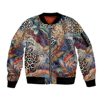 Wild Animal Skins Sleeve Zip Bomber Jacket Unique Leopard Zebra And Snake Patterns - Wonder Print Shop
