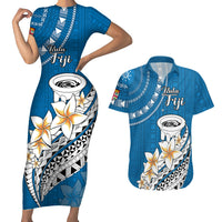 Bula Fiji Couples Matching Short Sleeve Bodycon Dress and Hawaiian Shirt Kava Bowl Tapa Tribal LT9 - Wonder Print Shop