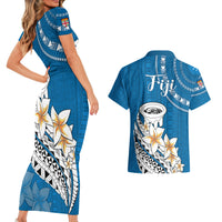 Bula Fiji Couples Matching Short Sleeve Bodycon Dress and Hawaiian Shirt Kava Bowl Tapa Tribal LT9 - Wonder Print Shop