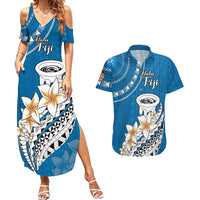 Bula Fiji Couples Matching Summer Maxi Dress and Hawaiian Shirt Kava Bowl Tapa Tribal LT9 - Wonder Print Shop