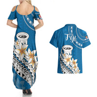 Bula Fiji Couples Matching Summer Maxi Dress and Hawaiian Shirt Kava Bowl Tapa Tribal LT9 - Wonder Print Shop