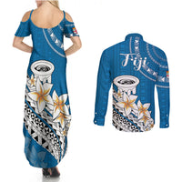 Bula Fiji Couples Matching Summer Maxi Dress and Long Sleeve Button Shirts Kava Bowl Tapa Tribal LT9 - Wonder Print Shop