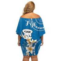 Bula Fiji Off Shoulder Short Dress Kava Bowl Tapa Tribal - Wonder Print Shop