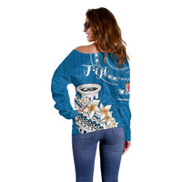 Bula Fiji Off Shoulder Sweater Kava Bowl Tapa Tribal - Wonder Print Shop