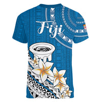 Bula Fiji Women V Neck T Shirt Kava Bowl Tapa Tribal - Wonder Print Shop