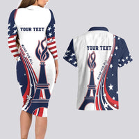 Personalized USA Make America Strong Again Couples Matching Long Sleeve Bodycon Dress and Hawaiian Shirt Go Paris 2024 LT9 - Wonder Print Shop