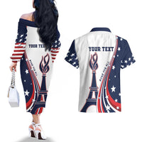 Personalized USA Make America Strong Again Couples Matching Off The Shoulder Long Sleeve Dress and Hawaiian Shirt Go Paris 2024 LT9 - Wonder Print Shop