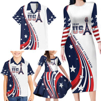 Personalized USA Make America Strong Again Family Matching Long Sleeve Bodycon Dress and Hawaiian Shirt Go Paris 2024 LT9 - Wonder Print Shop