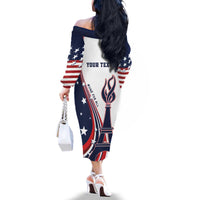 Personalized USA Make America Strong Again Family Matching Off The Shoulder Long Sleeve Dress and Hawaiian Shirt Go Paris 2024 - Wonder Print Shop