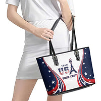 Personalized USA Make America Strong Again Leather Tote Bag Go Paris 2024 - Wonder Print Shop