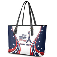 Personalized USA Make America Strong Again Leather Tote Bag Go Paris 2024 - Wonder Print Shop