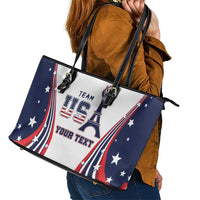 Personalized USA Make America Strong Again Leather Tote Bag Go Paris 2024 - Wonder Print Shop